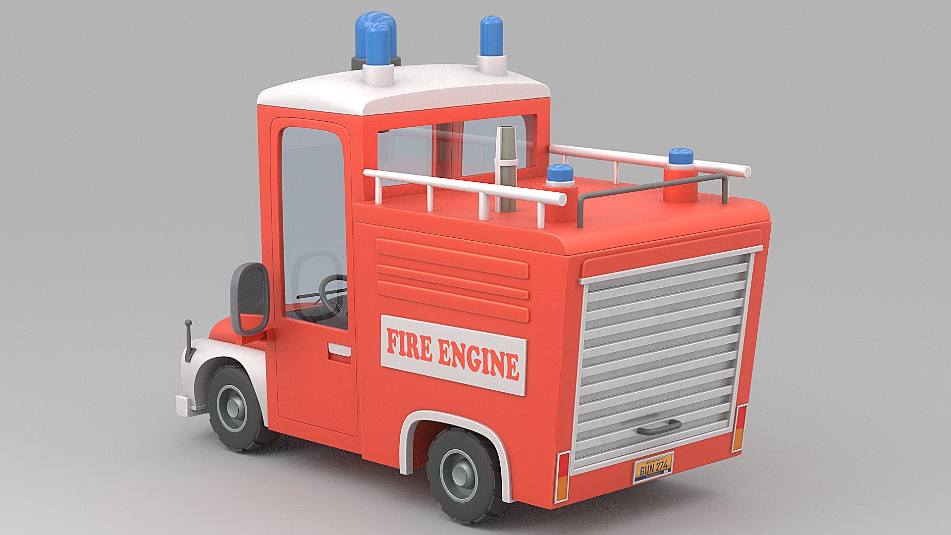 3D Cartoon Fire Engine Model - TurboSquid 2027367
