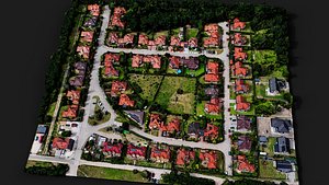3D small town buildings area drone PBR photogrammetry FREE