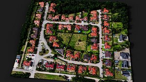 small town buildings area drone PBR photogrammetry FREE