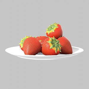 3D Plate with Red Strawberries