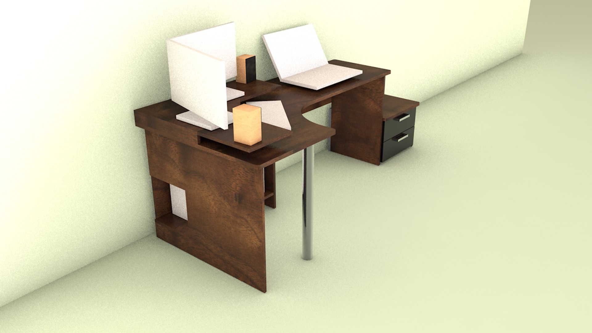 3d model pc table drawers