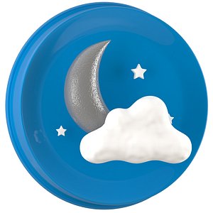 3D Weather Symbols Moon With Clouds