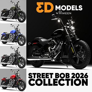 Harley Davidson Street Bob 2026 3D Model Collection 3D model