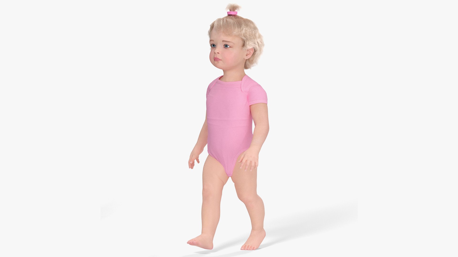 One Year Old Girl in Bodysuit Fur Rigged 3D model preview