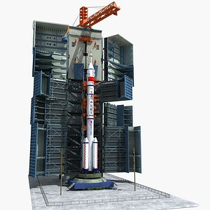 satellite rocket launch site 3D
