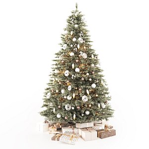 Christmas tree with decorations and gifts