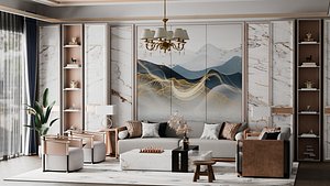 3D Modern and trendy living room blender