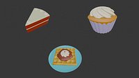 Simple Dessert Set Waffle Muffin  Chocolate Cake