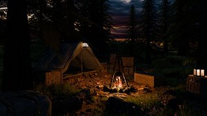 Forest Tent Scene 3D model
