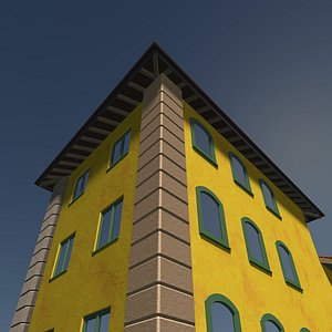 3D model Retro building 2345