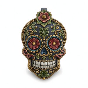 3D model Floral Sugar Skull Pendant 3D Printable