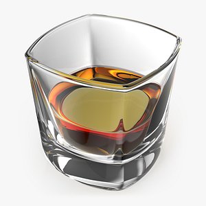 Square Base Drinking Glass Thick Bottom With Whiskey model