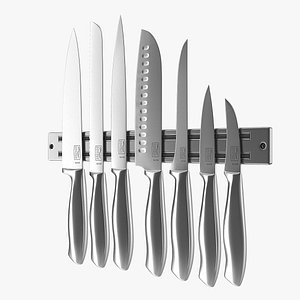 stainless steel knives block 3D