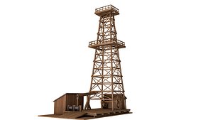 Old Wooden Oil Derrick model