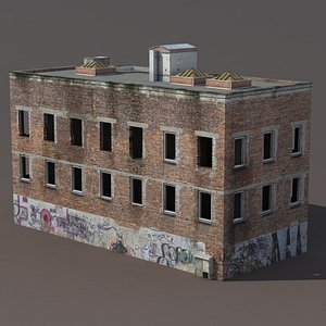 Old Factory Ruin Low Poly 3d Model