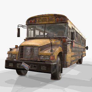 3D abandoned school bus - model