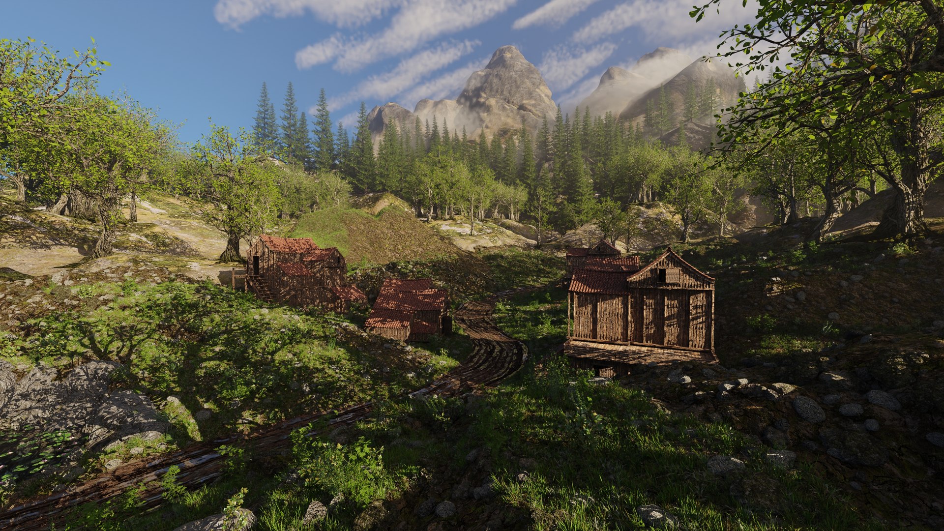 3D Village Scene Model - TurboSquid 2132552