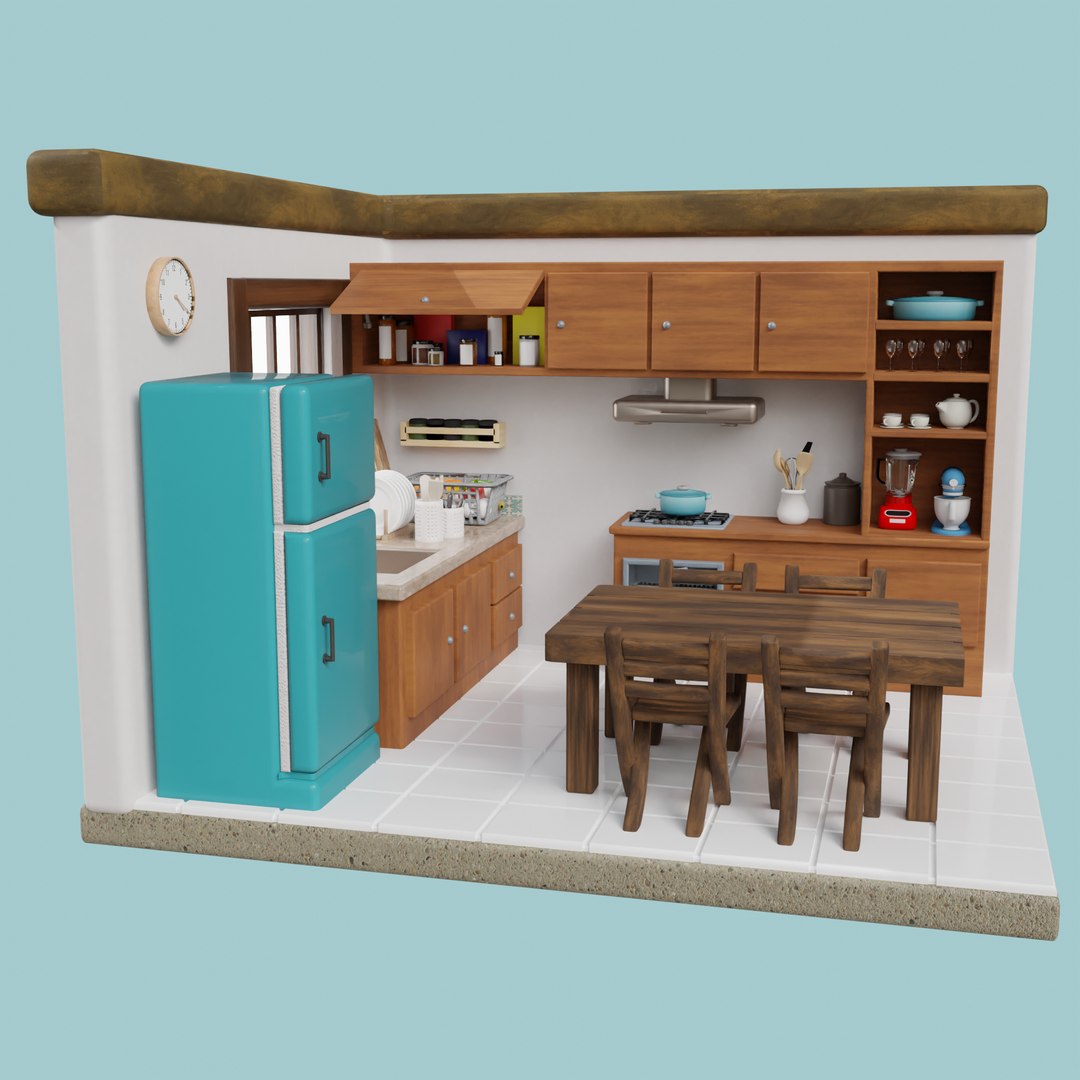 3d Isometric Kitchen Low Poly Turbosquid 2156097