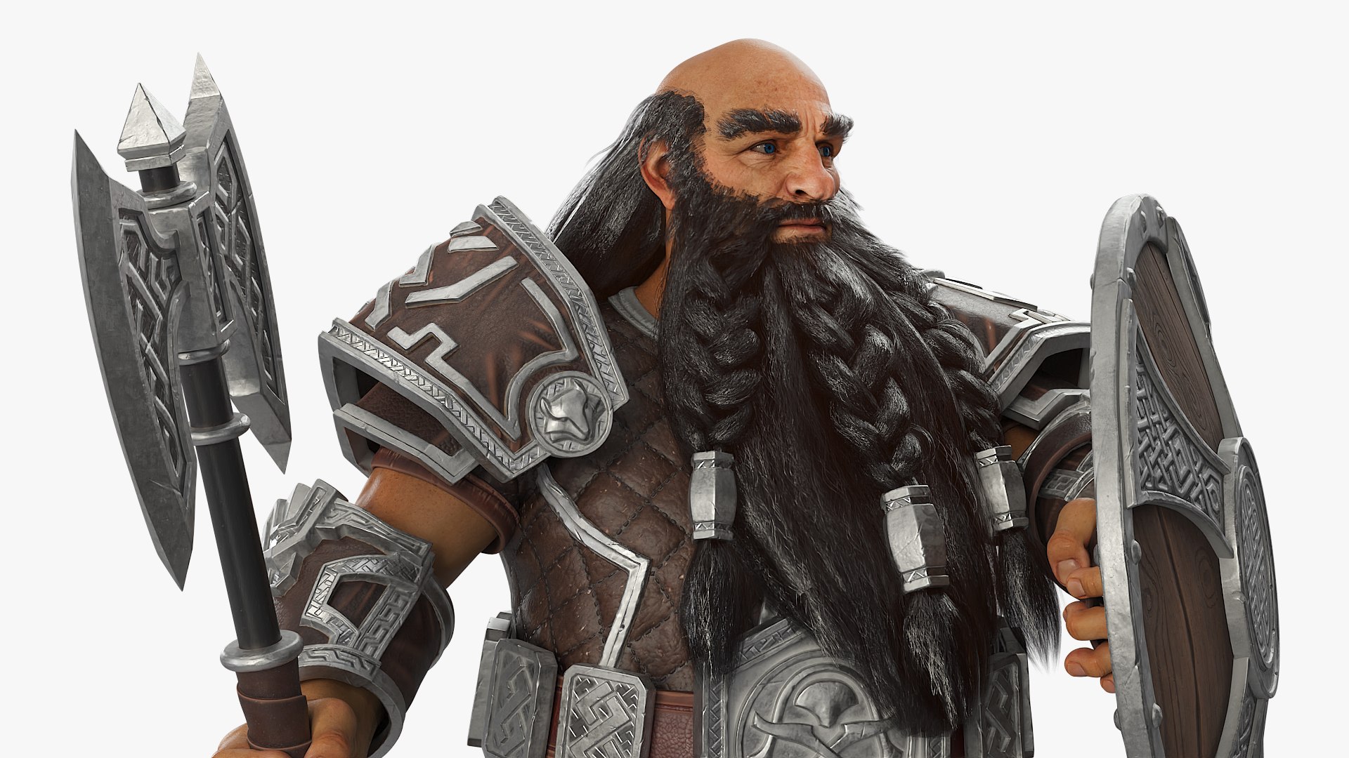 Dwarf Fighter With Axe And Shield Rigged 3D - TurboSquid 2389507