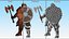Dwarf Fighter with Axe and Shield Rigged 3D