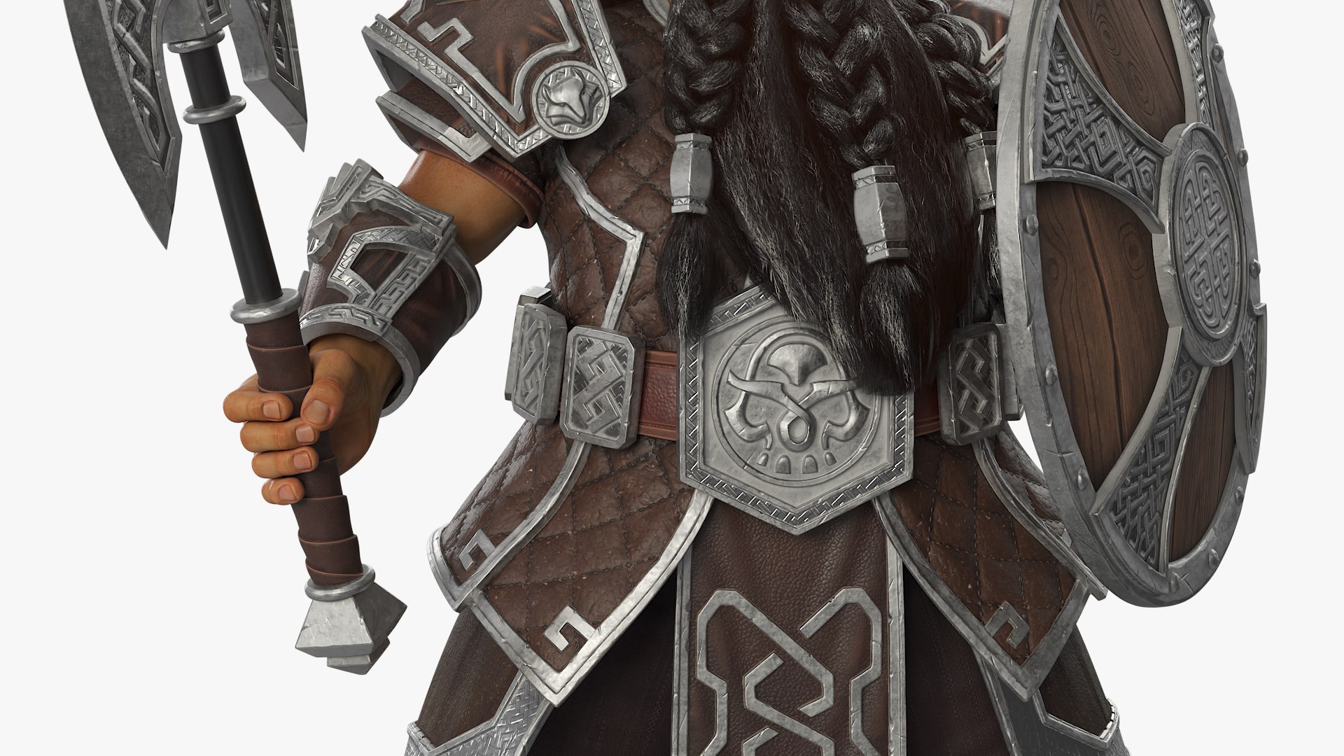 Dwarf Fighter With Axe And Shield Rigged 3D - TurboSquid 2389507