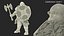 Dwarf Fighter with Axe and Shield Rigged 3D