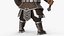 Dwarf Fighter with Axe and Shield Rigged 3D