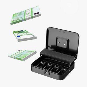 Rigged Cash Box with Euro Banknotes Collection