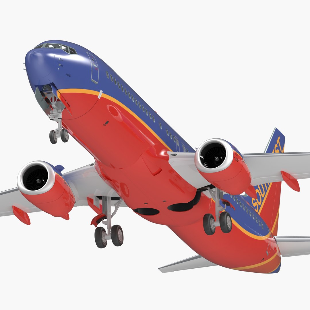 Boeing 737-800 with Interior Southwest Airlines 3D Model 3D model preview