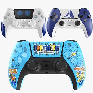 3D model Detailed Three Dualsense Controllers