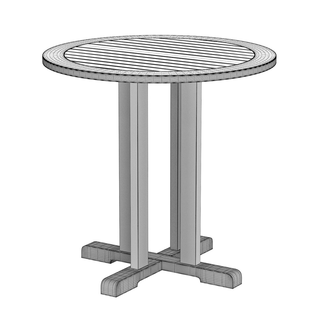 Veranda Bistro Teak Round Table 3D - TurboSquid 2266024