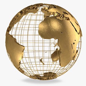 golden earth globe 3D model