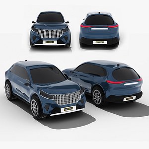 Realistic SUV Electric Car Rigged and Textured Low Poly