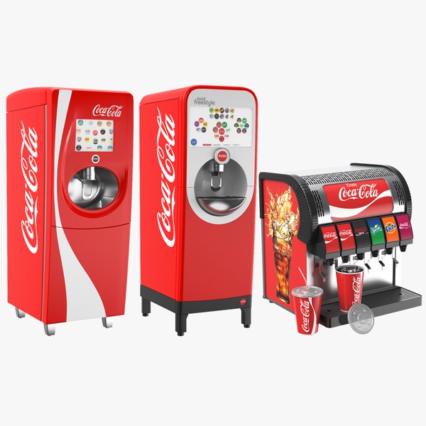 3D Three Detailed Soda Machines model