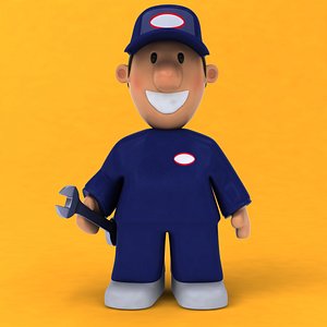 3D fun garage mechanic rigged biped