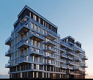 3D modern residential building