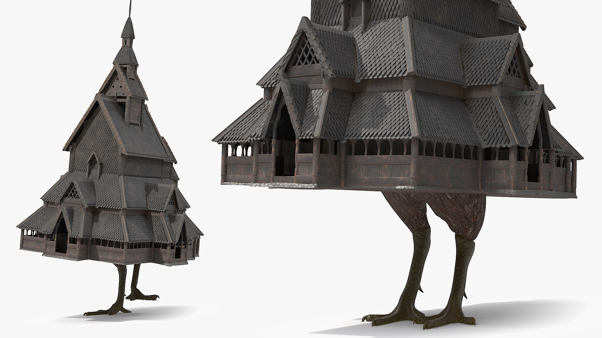 Mythological Hut on Chicken Legs Rigged 3D model preview