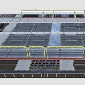 3D Modular Sci-Fi Floor Bridge Corridor Blocks 4K PBR material lowpoly highpoly model