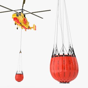 Rescue Firefighting Helicopter with Bucket Yellow