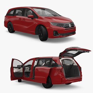 Honda Odyssey 2025 Modern Family Car Red Rigged