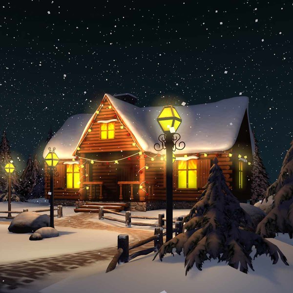 3d complete scene christmas house model