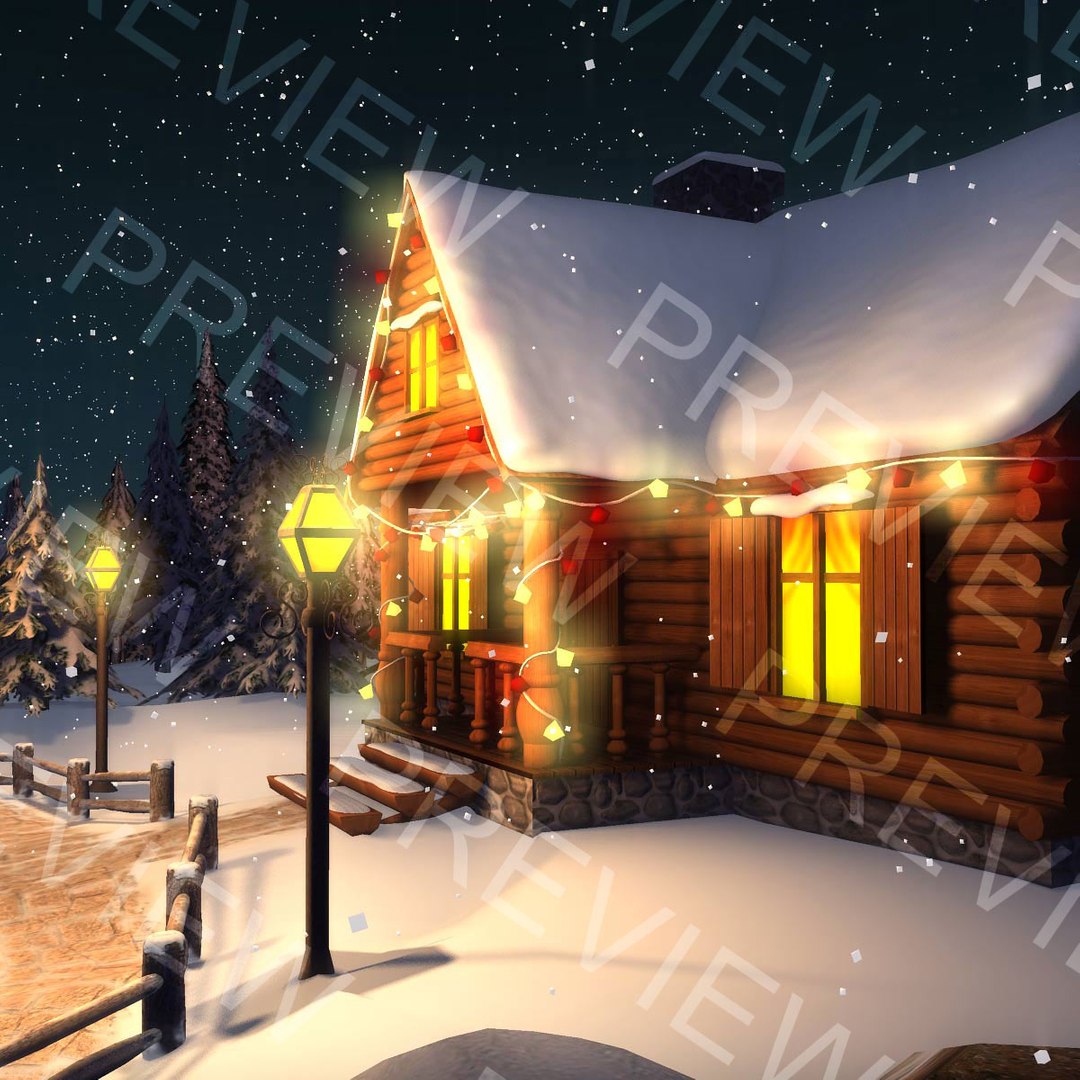 3d Complete Scene Christmas House Model