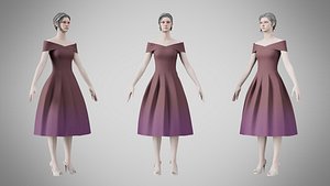 3D Dress 42 Silent Maroon