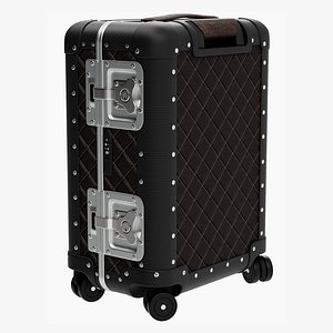 3D model Luxury Travel Trolley - Quilted Black Leather - PBR 3D Model Low-poly