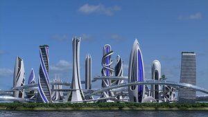 Futuristic city Utopian Buildings kit 3D model