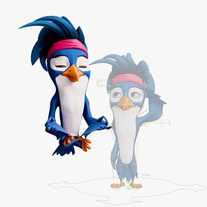 Cartoon Blue Bird - Rigged Stylized Bird 7 Birds Series 3D model