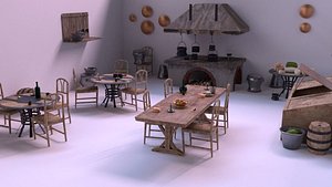 3D medieval kitchen ar vr model