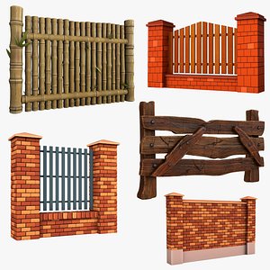Cartoon Fence Collection 3D model