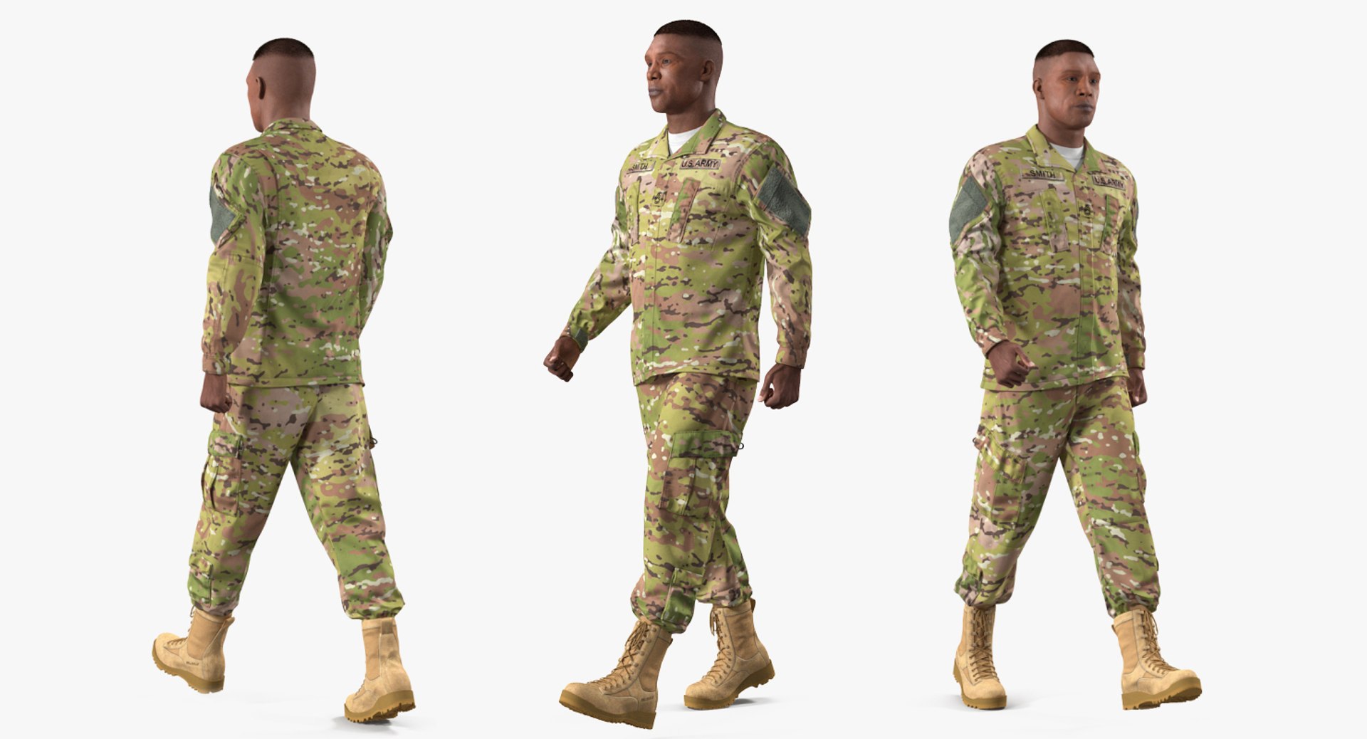 US Soldier Camouflage Walking Fur 3D Model 3D model preview