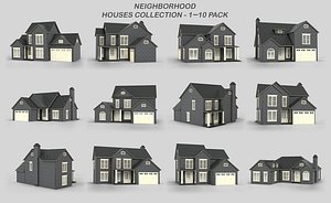 3D model Neighborhood Houses Collection 10 Pack T1